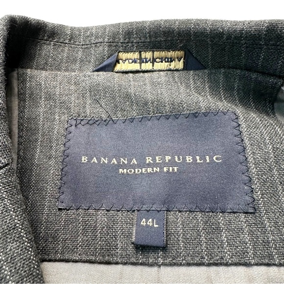 Banana Republic Modern Fit Men Medium Grey Light Grey Striped Suit Jacket Sz 44L - Picture 11 of 16